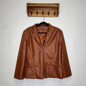Chicos | Vintage Silver Tag Blazer pleather Jacket‎ 3